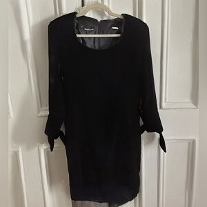 Vintage Anne Klein II Black Long-Sleeve Tie Cuff Shift Dress